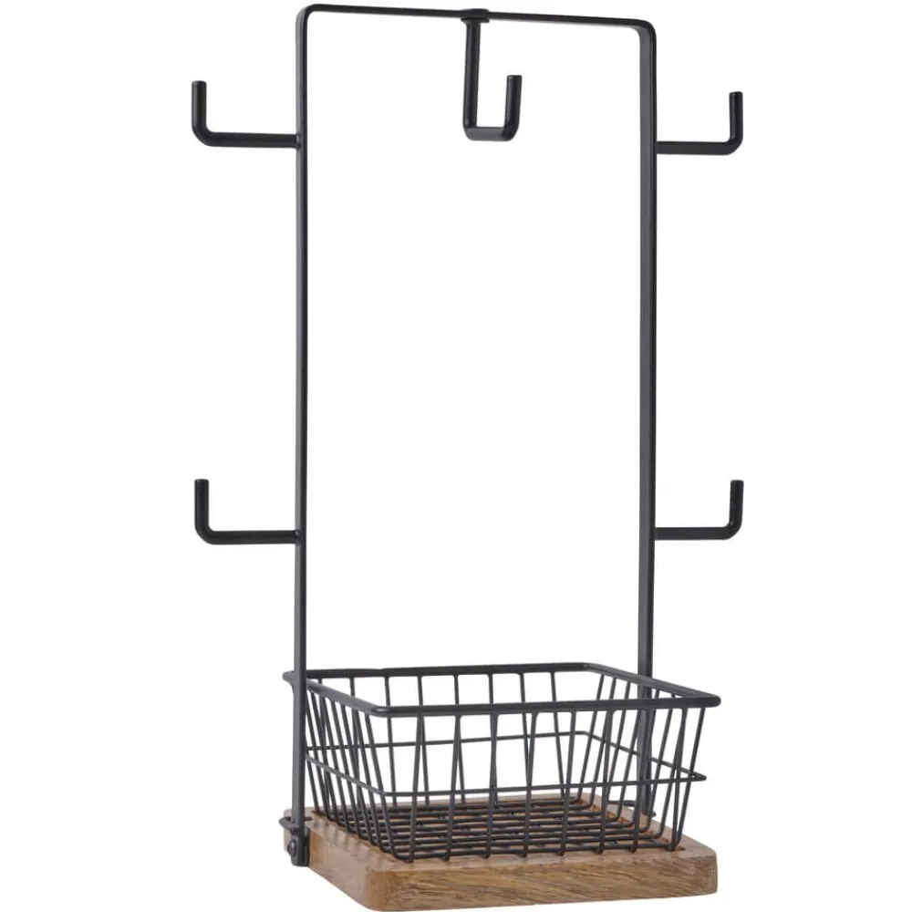 Gourmet Basics® Stella Mug Tree with Storage Basket- Fruit And Storage Baskets