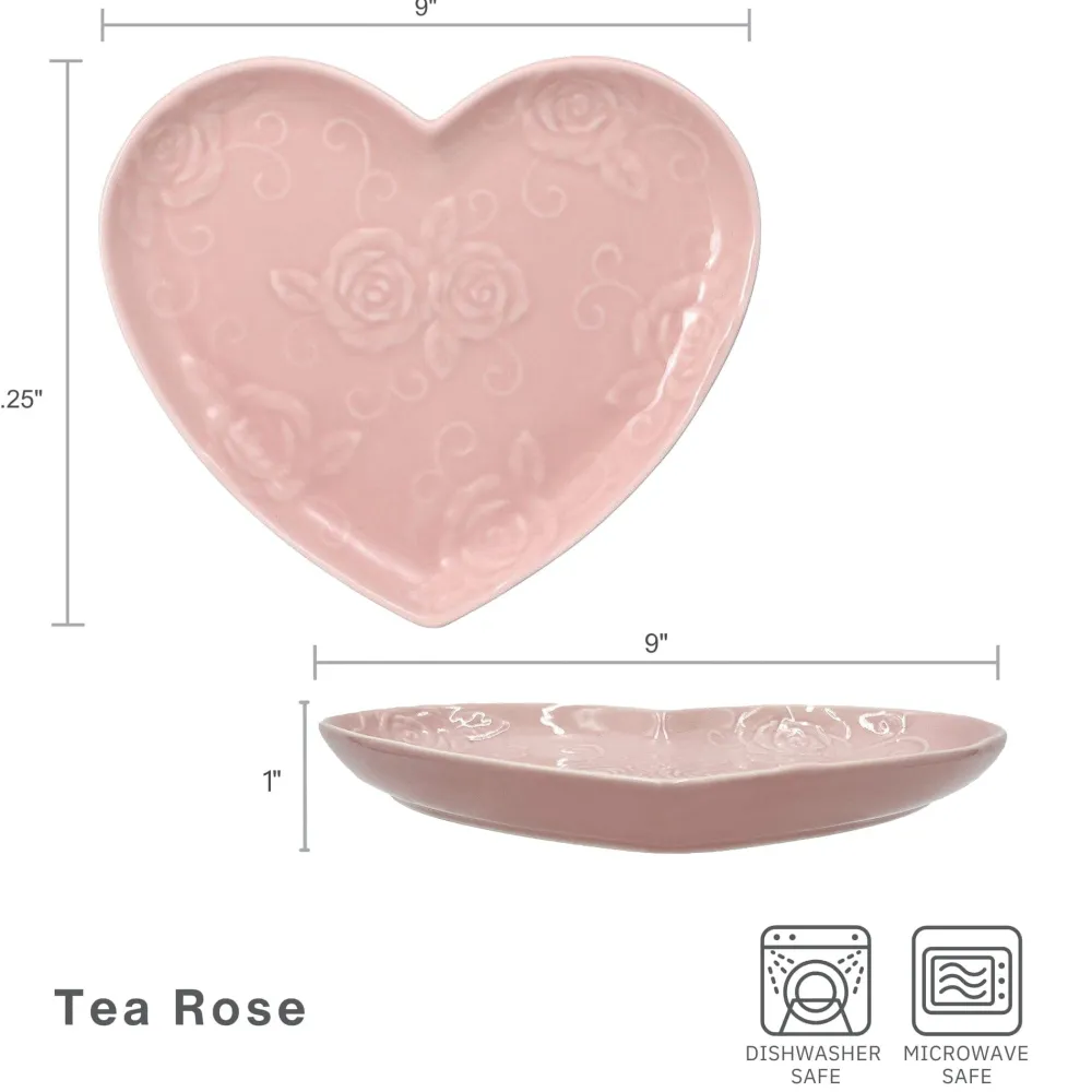 Pfaltzgraff® Tea Rose Pink Heart Shaped Plate- Appetizer Plates