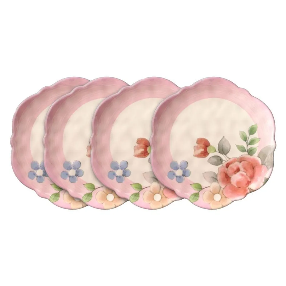 Pfaltzgraff® Tea Rose Set of 4 Outdoor Melamine Salad Plates- Salad Plates