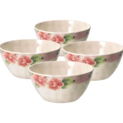 Pfaltzgraff® Tea Rose Set of 4 Outdoor Melamine Cereal Bowls- Soup Cereal Bowls