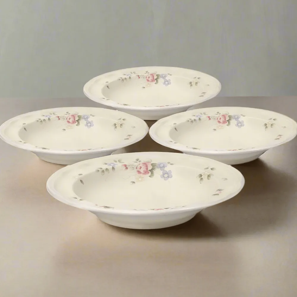 Pfaltzgraff® Tea Rose Set of 4 Rim Soup Bowls- Soup Cereal Bowls