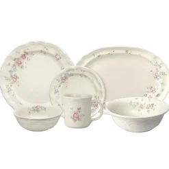 Pfaltzgraff® Tearose 32 Piece Dinnerware Set Service for 8 with Serveware- Dinnerware Service For 8