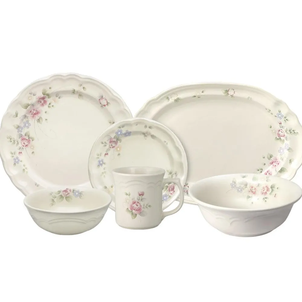 Pfaltzgraff® Tearose 32 Piece Dinnerware Set Service for 8 with Serveware- Dinnerware Service For 8