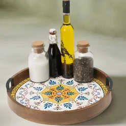 Gourmet Basics® Tile Design Lazy Susan Serve Tray- Lazy Susans
