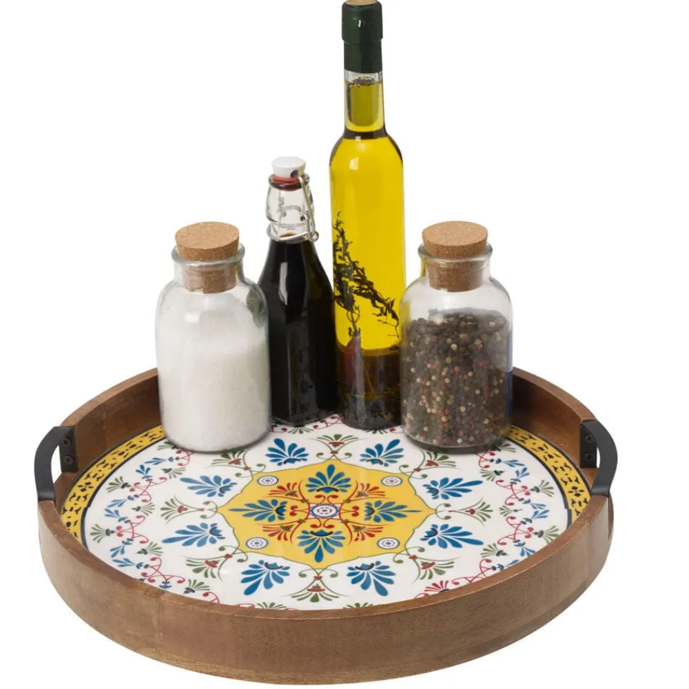 Gourmet Basics® Tile Design Lazy Susan Serve Tray- Lazy Susans