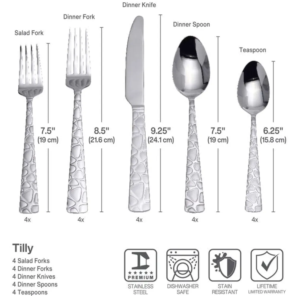 Gourmet Basics® Tilly 20 Piece Flatware Set, Service for 4- Sets