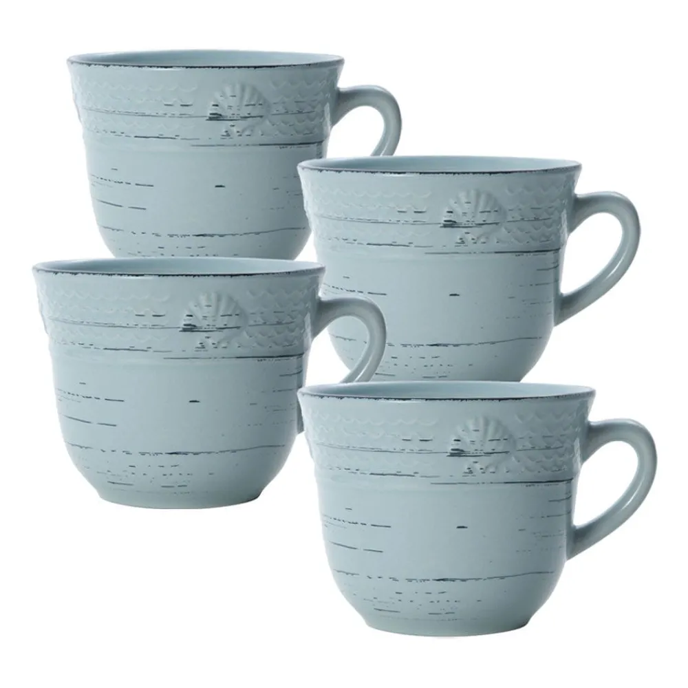 Pfaltzgraff® Trellis Coastal Teal Set of 4 Mugs- Coffee Mugs