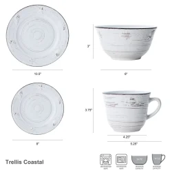 Pfaltzgraff® Trellis Coastal White 16 Piece Dinnerware Set, Service for 4- Dinnerware Service For 4