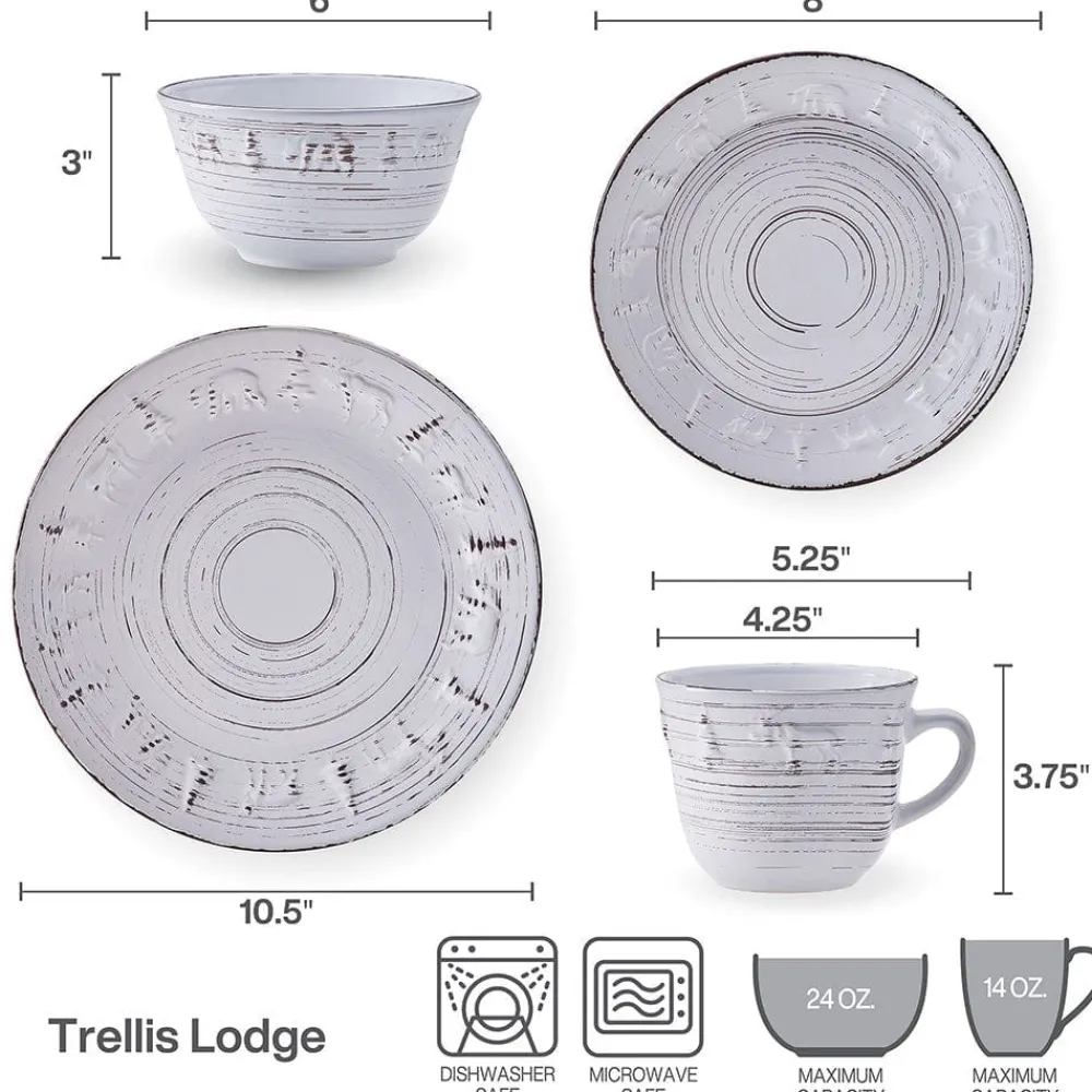 Pfaltzgraff® Trellis Lodge White 16 Piece Dinnerware Set, Service for 4- Dinnerware Service For 4