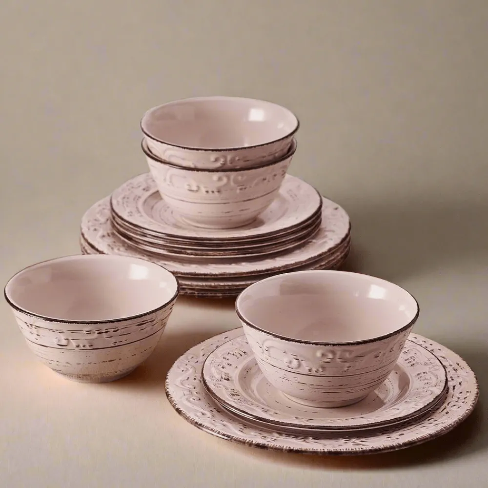 Pfaltzgraff® Trellis Pink 12 Piece Dinnerware Set, Service for 4- Dinnerware Service For 4