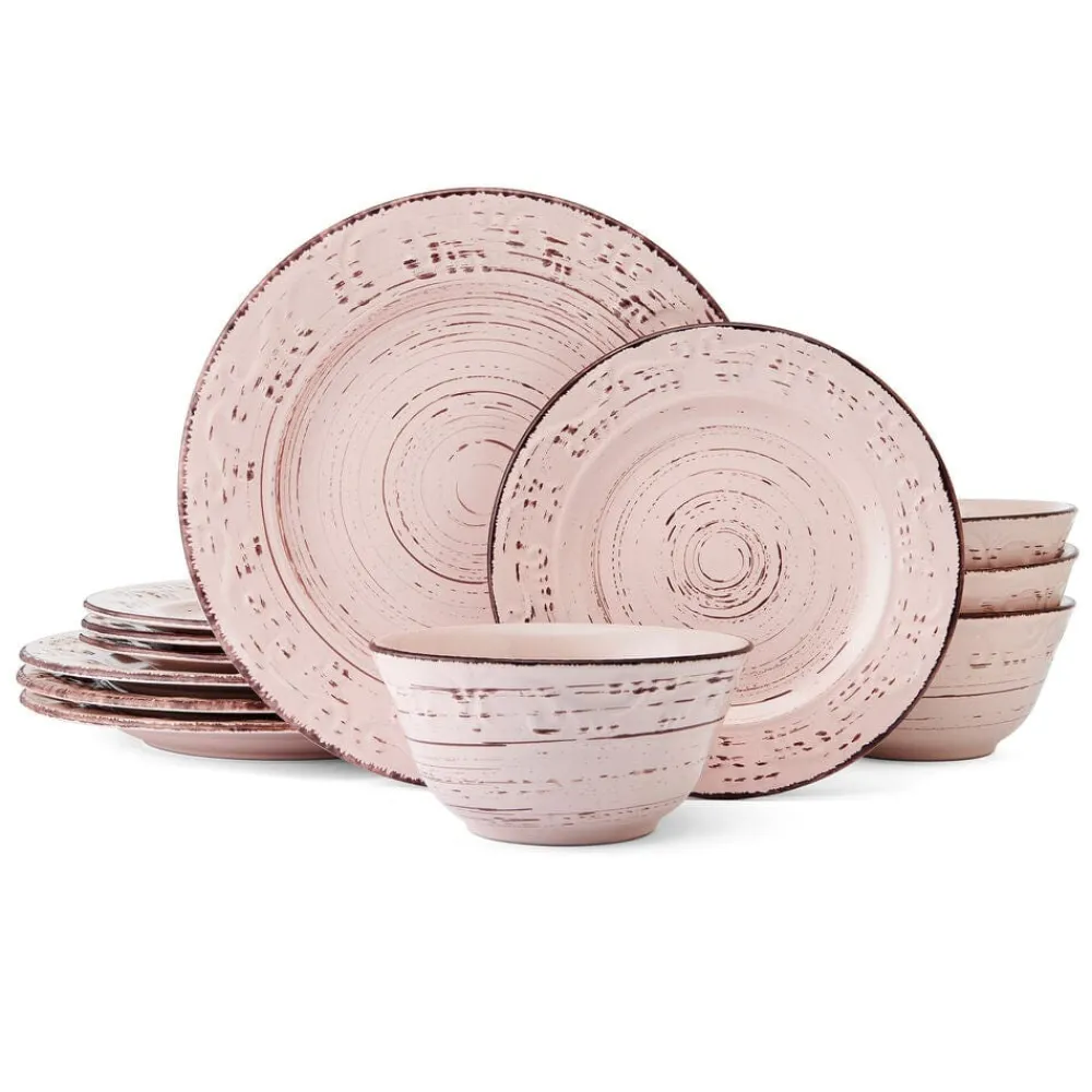Pfaltzgraff® Trellis Pink 12 Piece Dinnerware Set, Service for 4- Dinnerware Service For 4