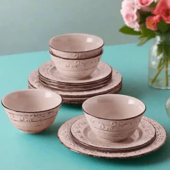 Pfaltzgraff® Trellis Pink 12 Piece Dinnerware Set, Service for 4- Dinnerware Service For 4