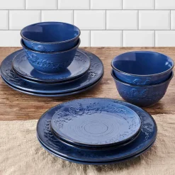 Pfaltzgraff® Trellis Rooster Blue 12 Piece Set, Service for 4- Dinnerware Service For 4