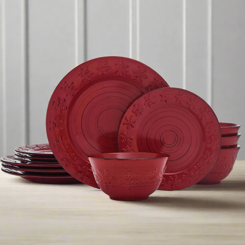 Pfaltzgraff® Trellis Snowflakes 12 Piece Dinnerware Set, Service for 4- Dinnerware Service For 4