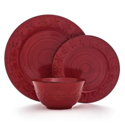 Pfaltzgraff® Trellis Snowflakes 12 Piece Dinnerware Set, Service for 4- Dinnerware Service For 4