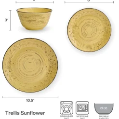 Pfaltzgraff® Trellis Sunflower 12 Piece Dinnerware Set, Service for 4- Dinnerware Service For 4