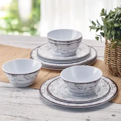 Pfaltzgraff® Trellis White 12 Piece Outdoor Melamine Dinnerware Set, Service for 4- Dinnerware Service For 4