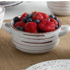 Pfaltzgraff® Trellis White Double Handled Soup Bowl- Soup Cereal Bowls