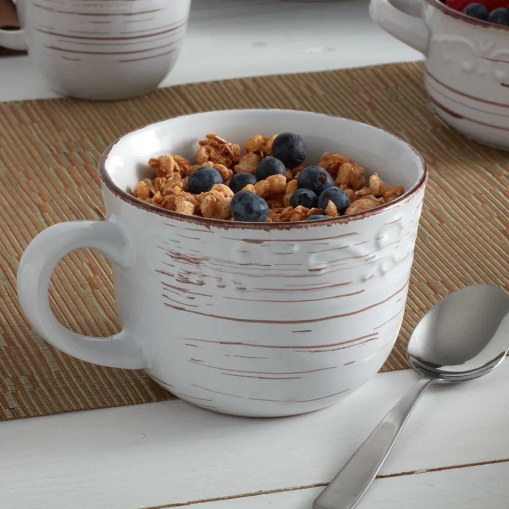 Pfaltzgraff® Trellis White Jumbo Soup Mug- Soup Cereal Bowls