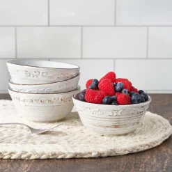 Pfaltzgraff® Trellis White Set of 4 Fruit Bowls- Fruit Bowls