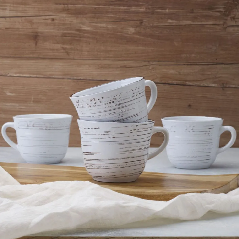 Pfaltzgraff® Trellis White Set of 4 Mugs- Coffee Mugs