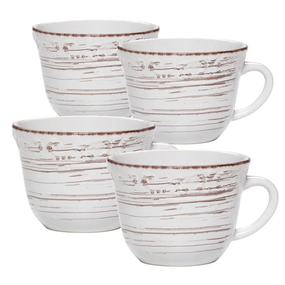Pfaltzgraff® Trellis White Set of 4 Mugs- Coffee Mugs
