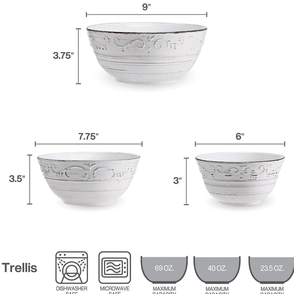Pfaltzgraff® Trellis White Set of 3 Serving Bowls- Serve Bowls