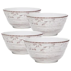 Pfaltzgraff® Trellis White Set of 4 Soup Cereal Bowls- Soup Cereal Bowls