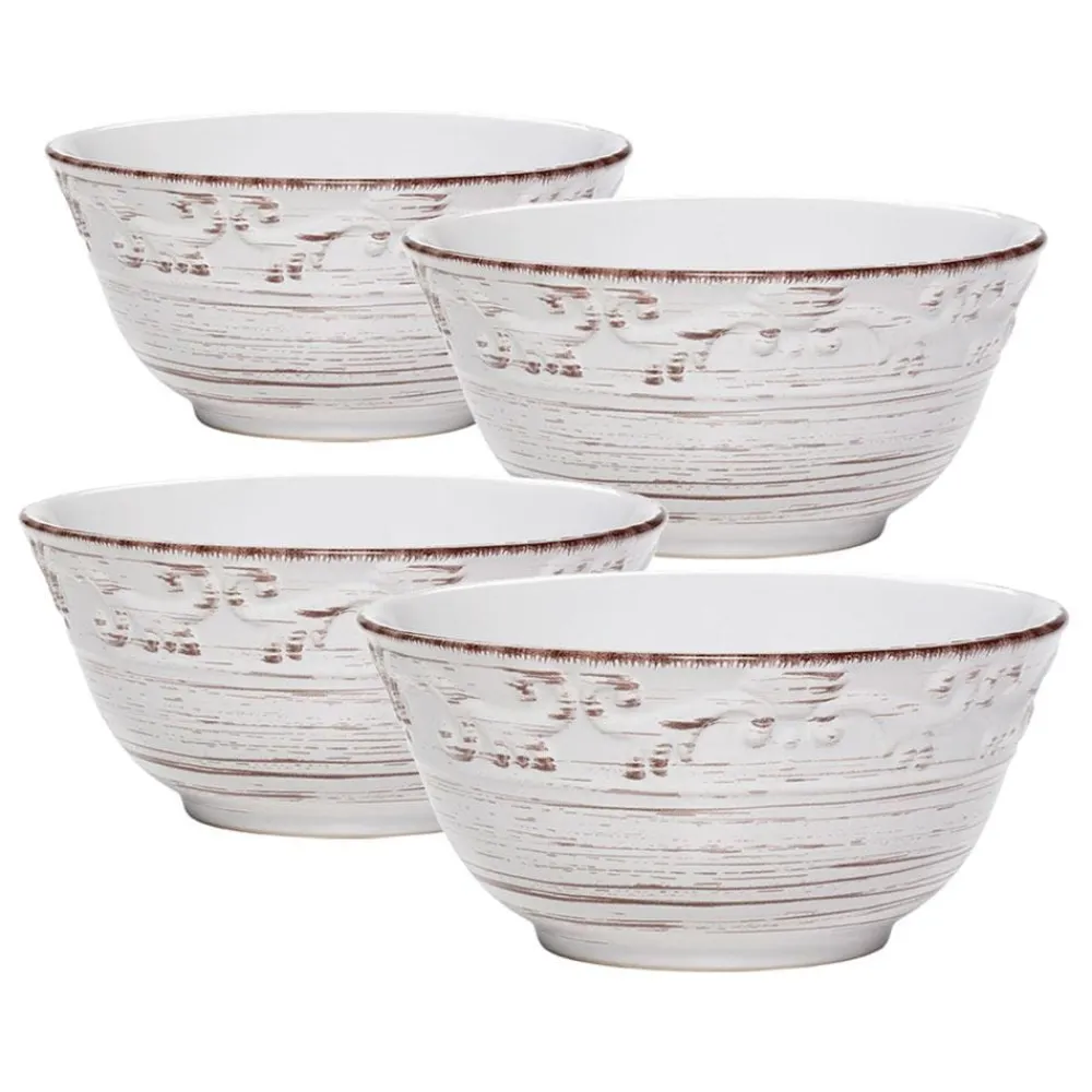 Pfaltzgraff® Trellis White Set of 4 Soup Cereal Bowls- Soup Cereal Bowls