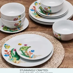 Studio Nova Underwater Life 12 Piece Dinnerware Set, Service for 4- Dinnerware Service For 4