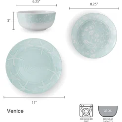 Pfaltzgraff® Venice 12 Piece Outdoor Melamine Dinnerware Set, Service for 4- Dinnerware Service For 4