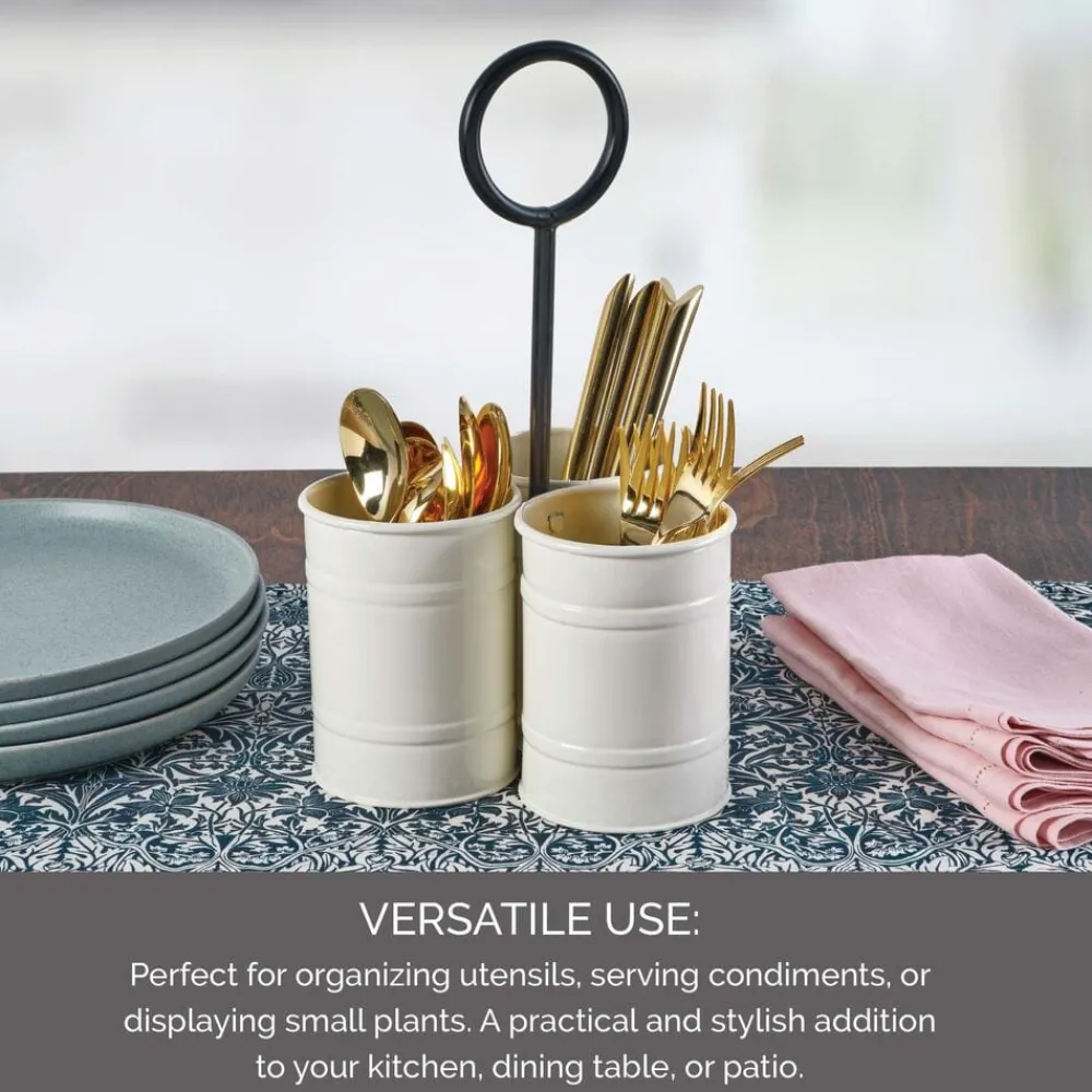 Towle® Living White Flatware Metal Storage Caddy- Flatware Caddies