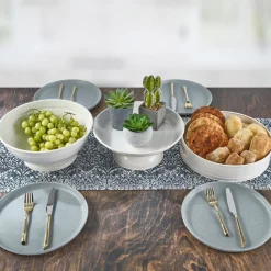 Towle® Living White Footed Metal Serve Bowl- Serve Bowls