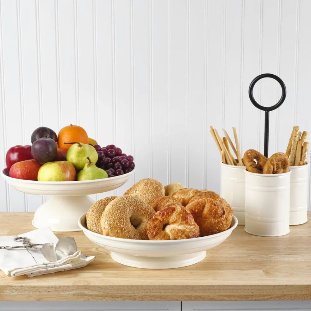 Towle® Living White Pedestal Metal Serve Bowl- Serve Bowls