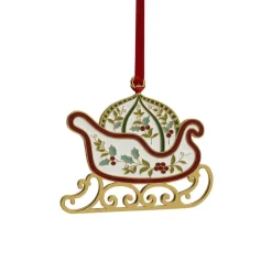 Pfaltzgraff® Winterberry® Gold Plated Enamel Sleigh Christmas Ornament- Decor