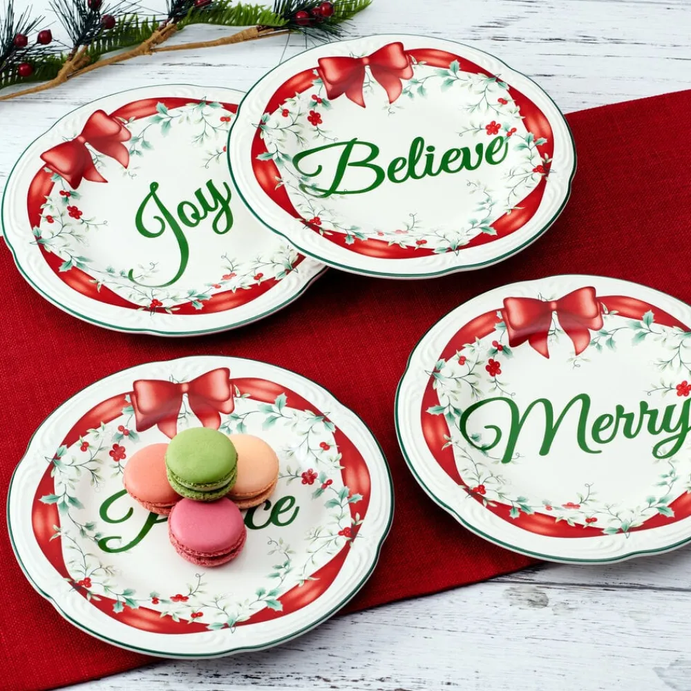 Pfaltzgraff® Winterberry® Set of 4 Red Ribbon Salad Plates- Salad Plates