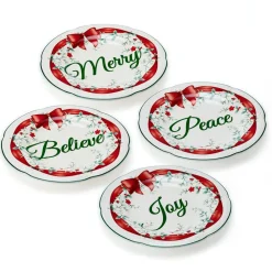 Pfaltzgraff® Winterberry® Set of 4 Red Ribbon Salad Plates- Salad Plates