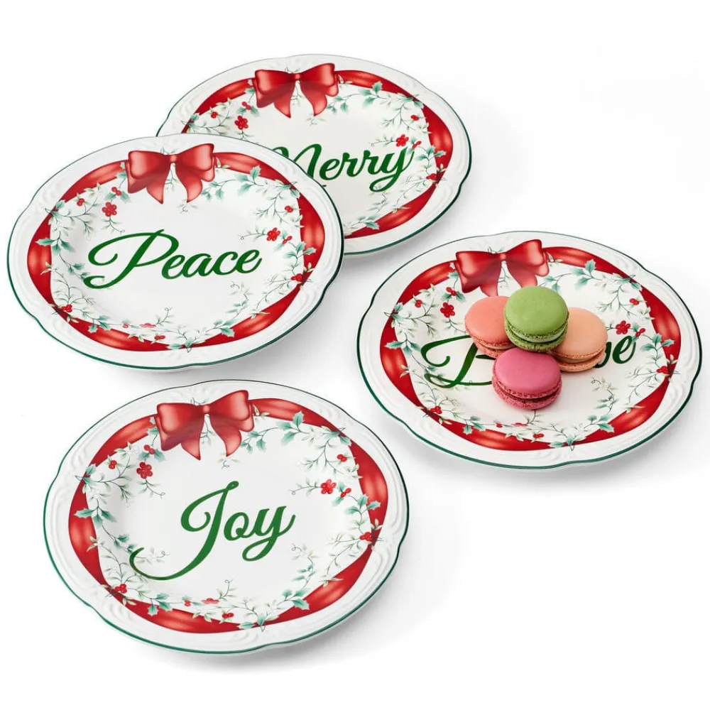 Pfaltzgraff® Winterberry® Set of 4 Red Ribbon Salad Plates- Salad Plates