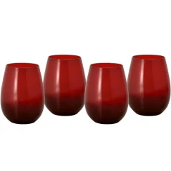 Pfaltzgraff® Winterberry® Set of 4 Red Stemless Wine Glasses- Drinking Glasses