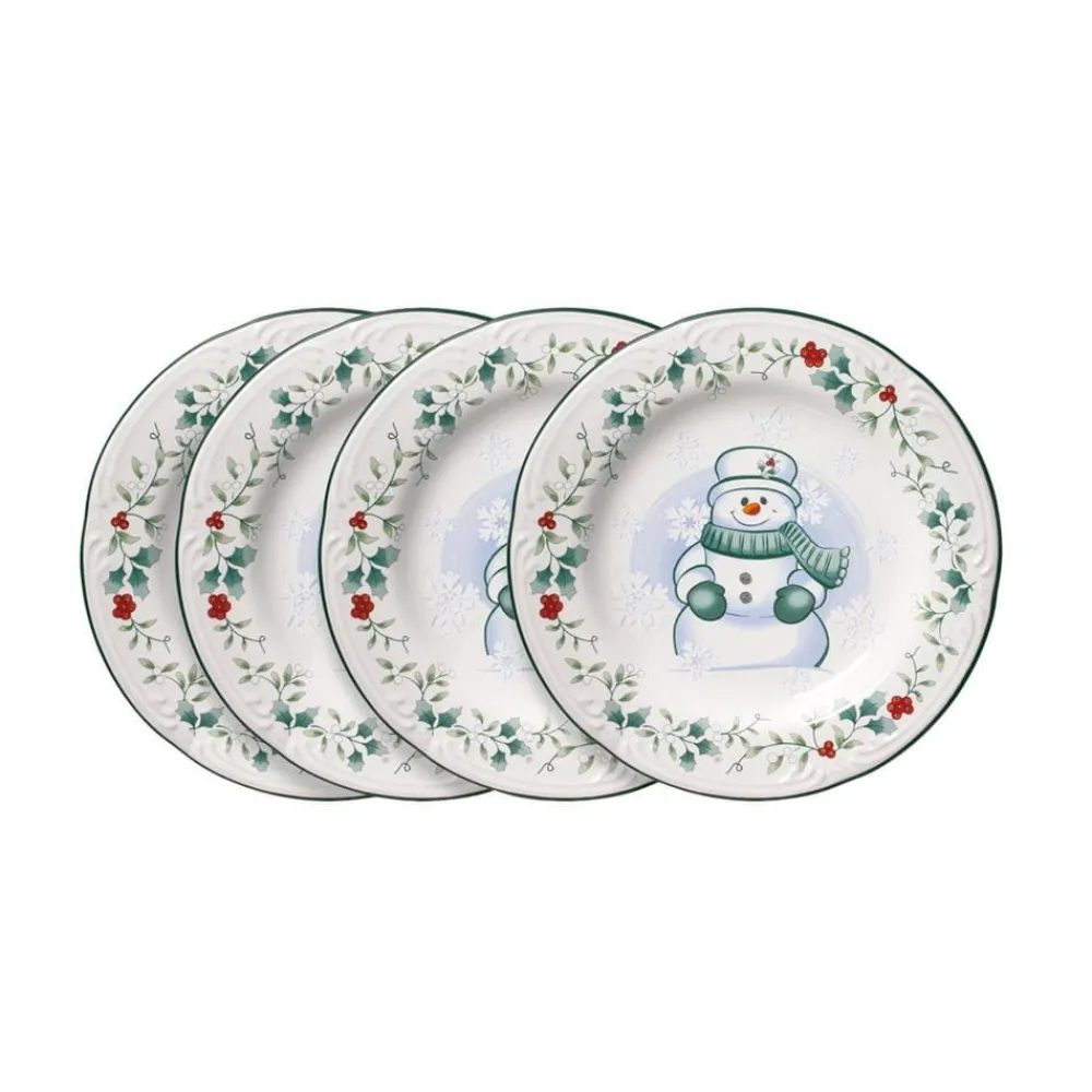 Pfaltzgraff® Winterberry® Set of 4 Snowman Salad Plates- Salad Plates