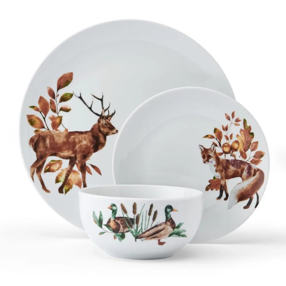 Studio Nova Woodland Wonders 12 Piece Dinnerware Set, Service for 4- Dinnerware Service For 4