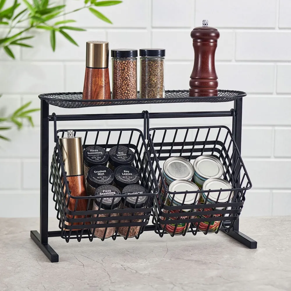 Gourmet Basics® Wrapped Band 2 Tier Storage Basket- Fruit And Storage Baskets