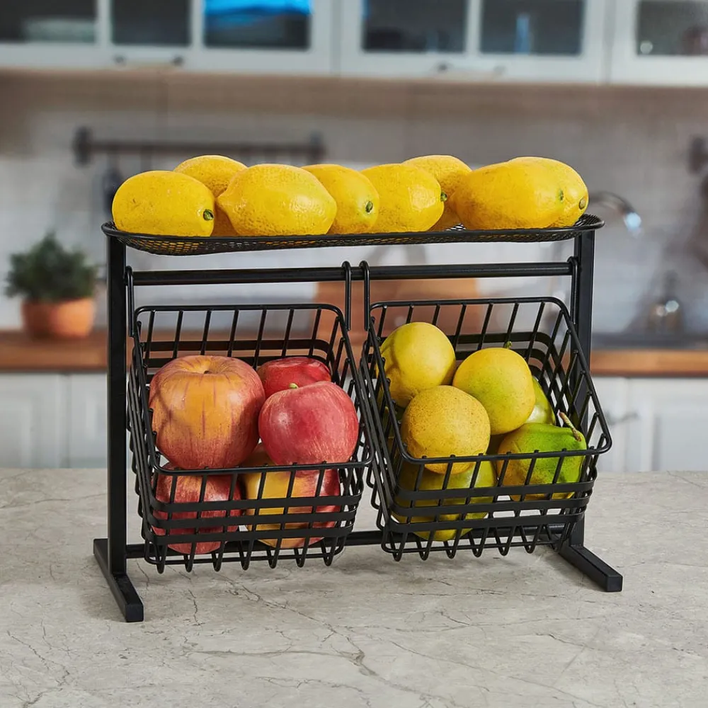 Gourmet Basics® Wrapped Band 2 Tier Storage Basket- Fruit And Storage Baskets